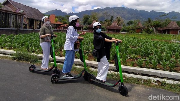 Para penyewa tersebut kebanyakan tahu adanya skuter dari media sosial. Tarif sewa skuter ini sangat terjangkau sekali. Untuk harga sewa itu Rp 10.000 per 15 menit. Kalau 30 menit ya Rp 20.000 per unitnya. (Eko Susanto/detikTravel) Para penyewa tersebut kebanyakan tahu adanya skuter dari media sosial. Tarif sewa skuter ini sangat terjangkau sekali. Untuk harga sewa itu Rp 10.000 per 15 menit. Kalau 30 menit ya Rp 20.000 per unitnya. (Eko Susanto/detikTravel)