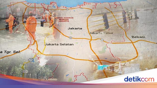 Daftar 4 Titik Banjir di Jakarta Malam Ini