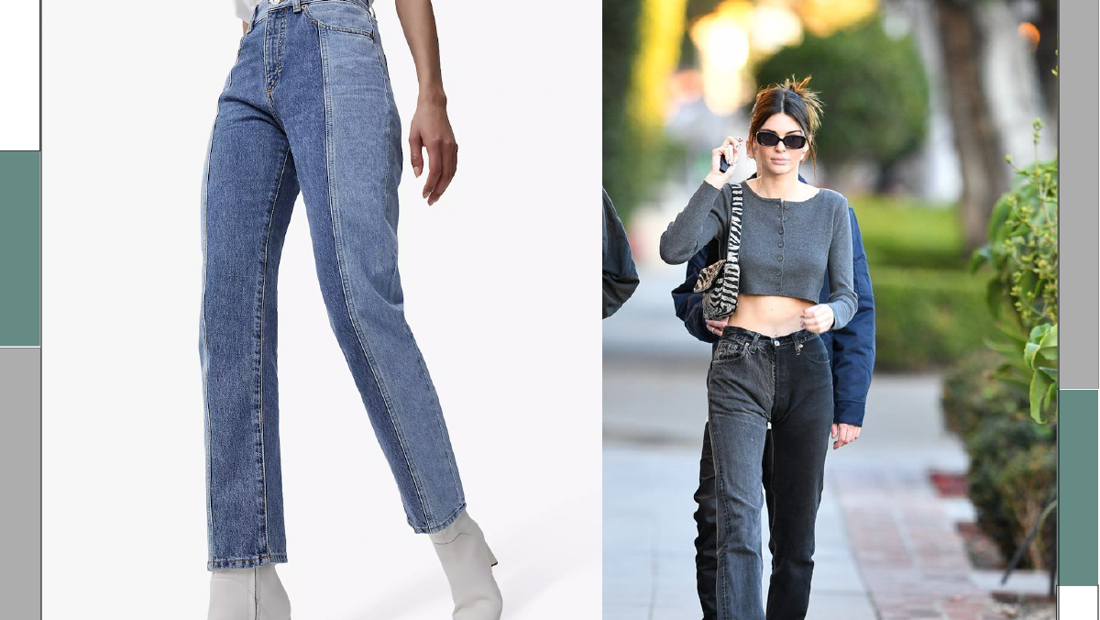 Sun-imperial - tow tone women color block wide leg denim high waist wide  leg jeans pants – Sun-Imperial