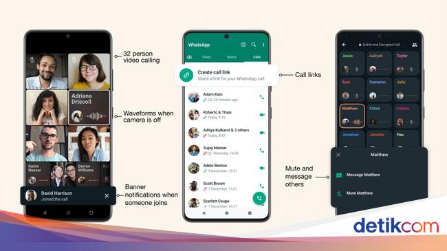 WhatsApp Rilis 3 Fitur Baru, Video Call Hingga 32 Orang