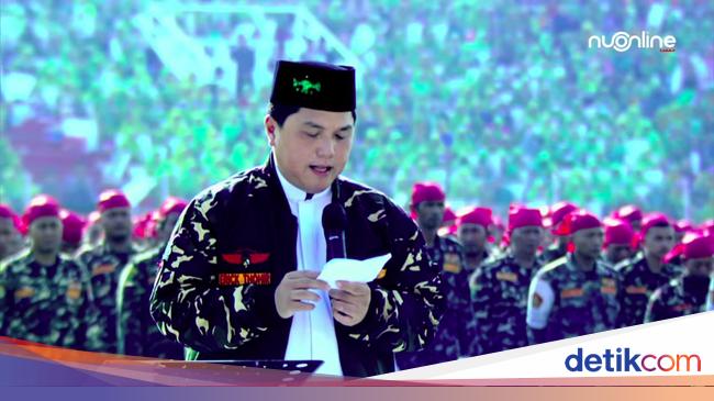 Di Depan Jokowi, Erick Thohir Izin Berjaket Banser di Resepsi 1 Abad NU