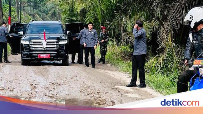 Turun dari Mobil, Jokowi Susuri Jalan Rusak Berlubang di Labura Sumut