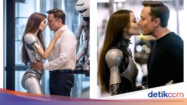 Foto Viral Elon Musk Cium Robot Perempuan