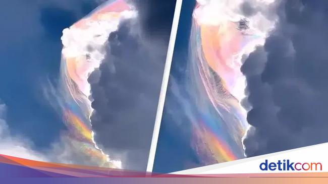 Viral Video Penampakan Awan Pelangi di Langit, Pertanda Apa?