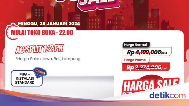 Obral AC 1/2 PK Cuma Rp 2 Jutaan, Belinya di Transmart Full Day Sale Besok