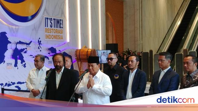 Prabowo Terima Kasih ke Surya Paloh yang Ucapkan Selamat Menang Pilpres