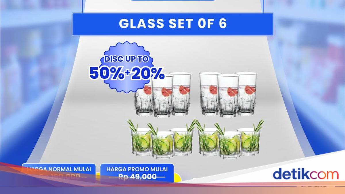 Harga Satu Set Gelas Isi 6 Cuma Rp 30.000-an di Transmart Full Day Sale