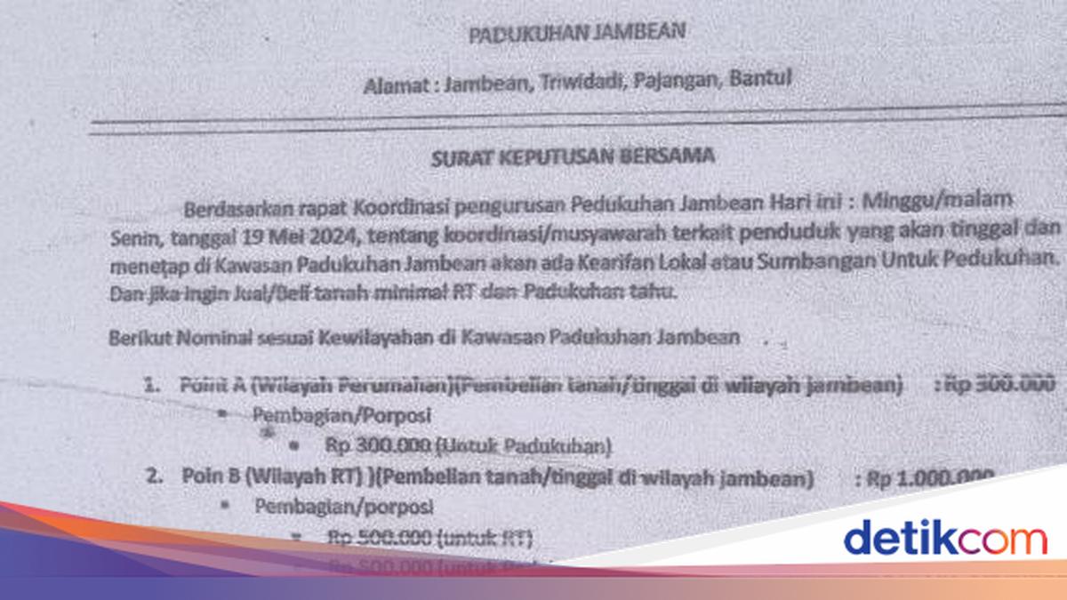 Isi Lengkap Aturan Jambean Bantul soal Warga Baru Harus Nyumbang Rp 1 Juta
