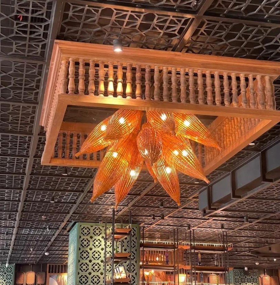 Kap Lampu Bambu Model Jantung