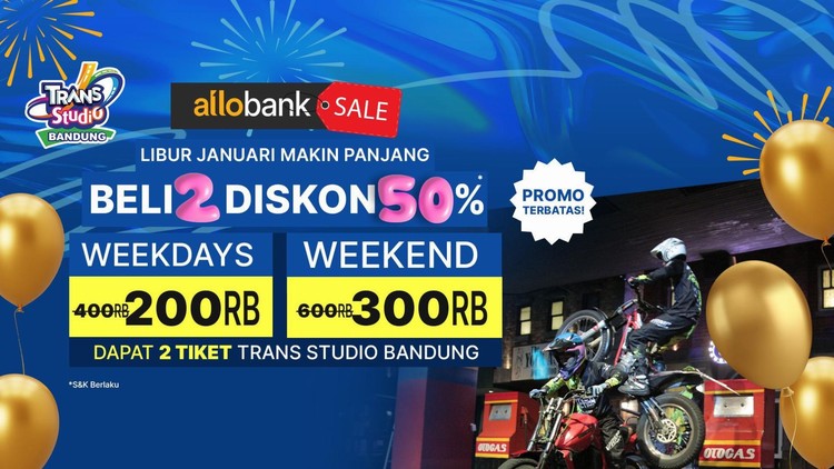 Libur Januari Makin Panjang dengan Diskon 50% dari Allo Bank di Trans Studio Bandung