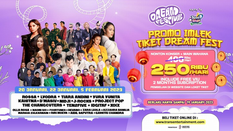 TSB Kasih Promo Imlek! Harga Spesial Tiket Dreamfest 2023 Khusus Menyambut Datangnya Tahun Kelinci Air