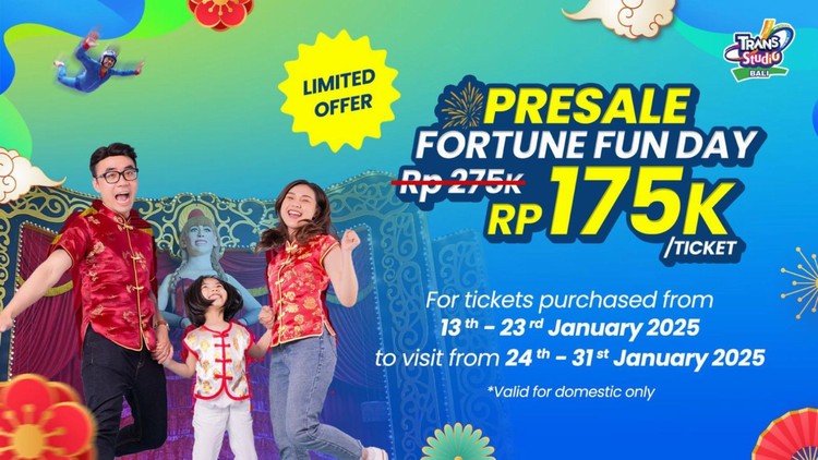 Promo Presale Fortune Fun Day untuk Liburan Imlek 2025 di Trans Studio Theme Park Bali!