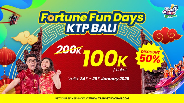 Promo Spesial Long Weekend Imlek 2025 : Hanya 100 Ribu untuk Pemegang KTP Bali di Trans Studio Theme Park Bali!