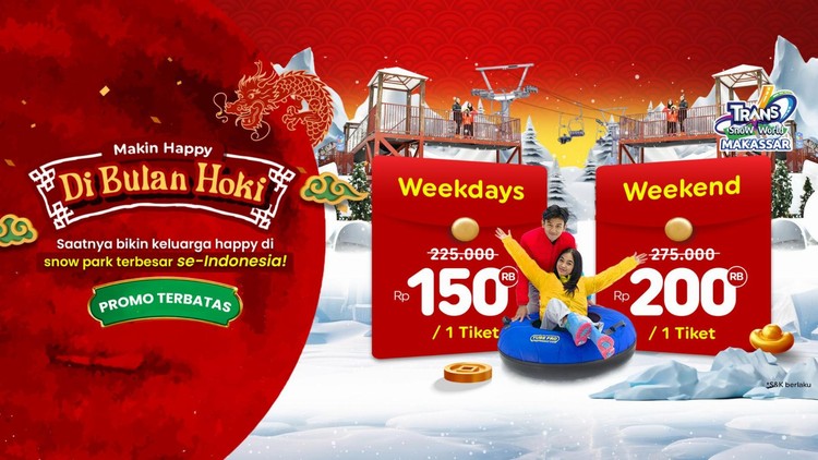 Rayakan Tahun Baru Imlek di Trans Snow World Makassar, Bikin Makin Happy di Bulan Hoki