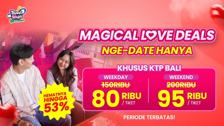 Rayakan Cinta dan Keseruan di Trans Studio Theme Park Bali dengan Harga Spesial KTP Bali, Periode Terbatas!