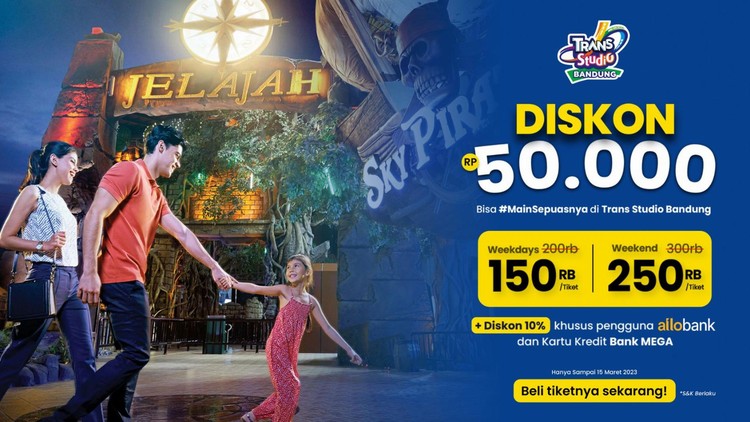 Promo Maret Gak Bikin Kantong Bolong!  Nikmati DISKON sampai dengan 100RIBU Tanpa Ribet Di Trans Studio Cibubur