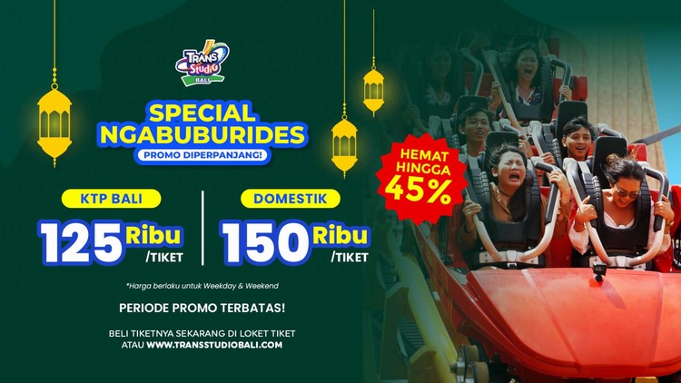 Kabar Gembira! Promo Special Ngabuburides di Trans Studio Theme Park Bali Diperpanjang, Jangan Sampai Kelewatan!