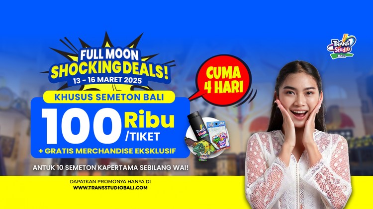 Dapatkan Tiket Spesial dan Merchandise Eksklusif di Promo Full Moon Shocking Deals Trans Studio Theme Park Bali!