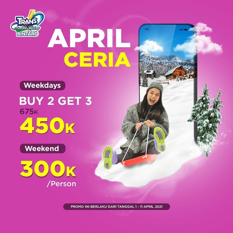 Asyik! Trans Snow World Bintaro Hujan Promo di Bulan April