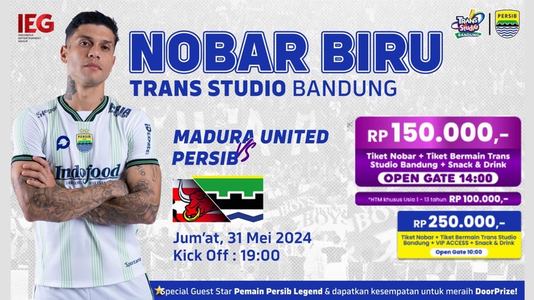 Nobar Biru, Yuk Saksikan Final Championship Series Leg 2 Persib vs. Madura United di Trans Studio Bandung