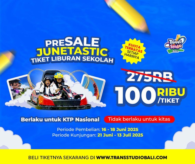 Presale Junetastic Cuma 5 Hari: Tiket Trans Studio Theme Park Bali Murah Banget!