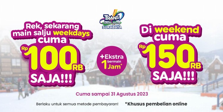 Rek, main salju di Trans Snow World Surabaya cuma Rp. 100.000 saja !