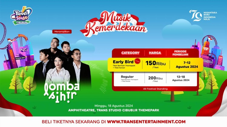 Gebyar HUT Kemerdekaan RI Trans Studio Cibubur, Menikmati Puluhan Wahana dan Musik Kemerdekaan Bersama 'Lomba Sihir'