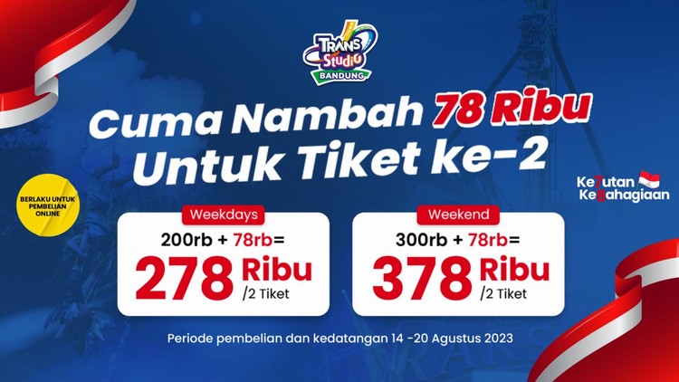 Promo Merdeka, Tebus Murah Hanya 78 Ribu untuk Tiket Ke-2