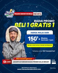 Spesial Untuk Kamu di Bulan September, GREAT SALE Beli 1 Gratis 1!  Tiket Trans Snow World Bekasi dan Bintaro