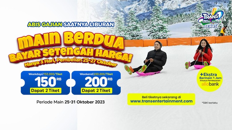 Cuma di Trans Snow World Bekasi Kamu Bisa Main Berdua Bayar Setengah Harga!