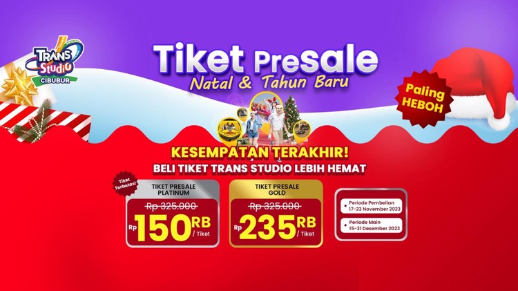 Tiket Presale Liburan Akhir Tahun di Trans Studio Cibubur, Mulai dari 150 Ribuan!