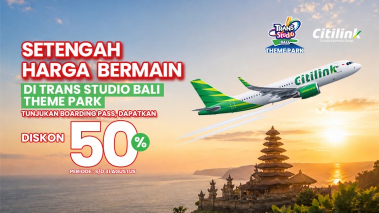 Baru Mendarat di Bali, Tunjukkan Boarding Pass Citilink & Dapatkan Diskon 50% di Trans Studio Theme Park Bali
