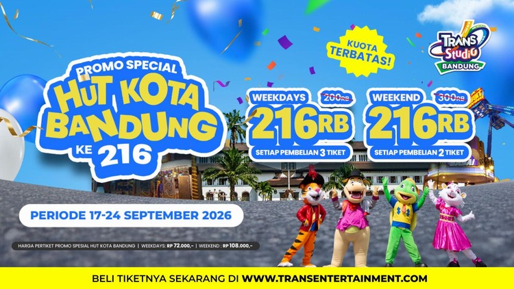 Trans Studio Bandung Gelar Promo Spesial HUT Kota Bandung ke216 Tiket Mulai Rp72 Ribu