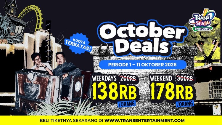 Oktober Makin Seru Main Sepuasnya Tanpa Takut Hujan Oktober Deals di Trans Studio Bandung Siap Jadi Kejutan