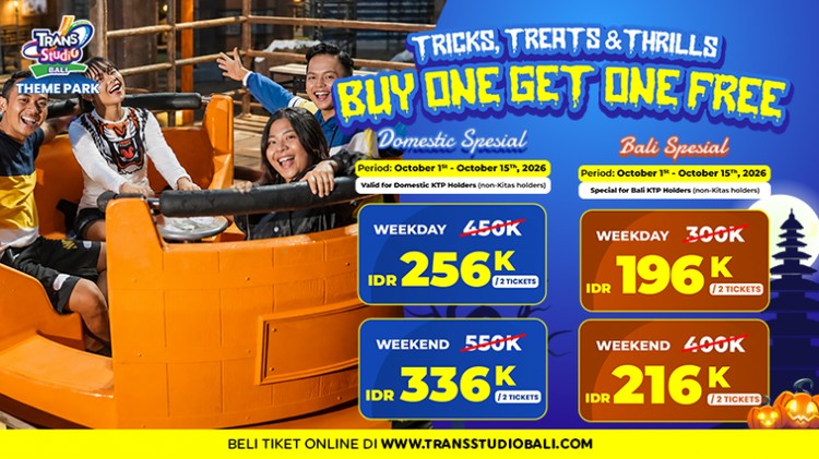 Khusus Wisatawan Domestik! Nikmati Buy 1 Get 1 di Trans Studio Theme Park Bali