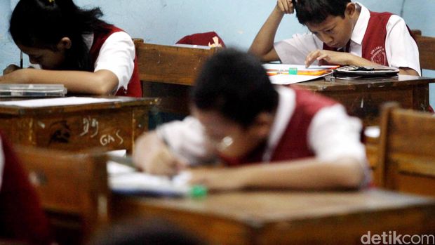 Ilustrasi ujian sekolah tingkat SD.