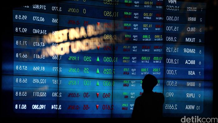 IHSG Bertahan di Zona Hijau Karyawan mengamati layar Indeks Harga Saham Gabungan (IHSG) di Bursa Efek Indonesia, Jakarta, Senin (29/09/2014). IHSG berhasil bertahan di zona hijau hingga akhir perdagangan. Indeks itu ditutup pada level 5.142,01 atau rebound 0,18%,Sektor keuangan menjadi pendorong indeks dengan kenaikan 0,77%.