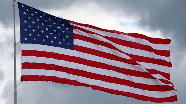 TALLADEGA, AL - MAY 05:  A giant American Flag waves above the track during the NASCAR Sprint Cup Series Aaron's 499 at Talladega Superspeedway on May 5, 2013 in Talladega, Alabama.  (Photo by Tom Pennington/Getty Images)