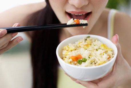 ilustrasi makan nasi beras makan nasi