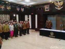 Kapolri, Jaksa Agung, Panglima TNI Hadiri Sertijab Menko Polhukam