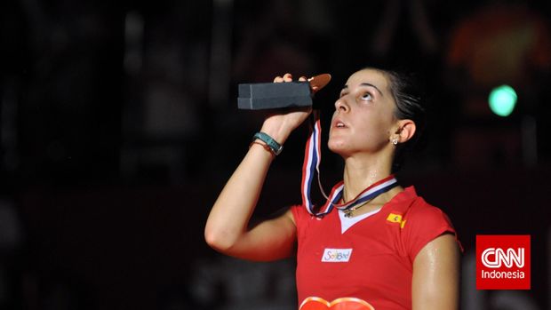 Juara Dunia Bulutangkis Tunggal Putri 2015 asal Spanyol Carolina Marin. (CNN Indonesia/Putra Permata Tegar Idaman)