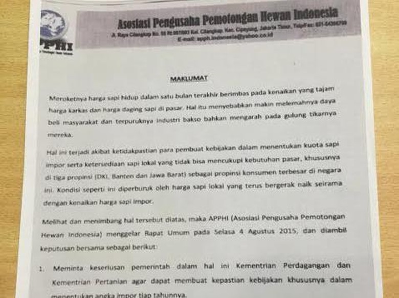 hewan surat jalan Ungkap Sapi, Pelarangan Surat Pemotongan Polisi Daging ini