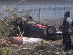 Hindari Razia Polisi, Avanza Berpenumpang 6 Orang Terguling di Paiton