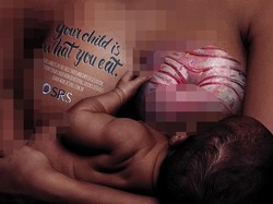 Ekstrem! Iklan ini Bergambar Ibu Susui Anaknya dengan Junk Food