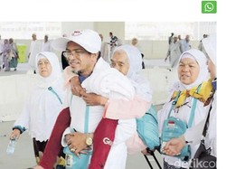 Gendong Ibunda Selama Haji, Jemaah Indonesia Ini Jadi Inspirasi di Saudi