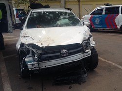 Begini Kondisi Yaris yang Tabrakan dengan Sirion di Jl Rasuna Said