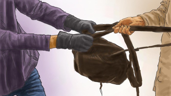 Ilustrasi jambret turis dijambret