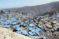 Situasi lokasi penambangan ilegal emas yang telah ditinggalkan para penambang di kawasan Gunung Botak, Kabupaten Pulau Buru, Maluku, 2011.