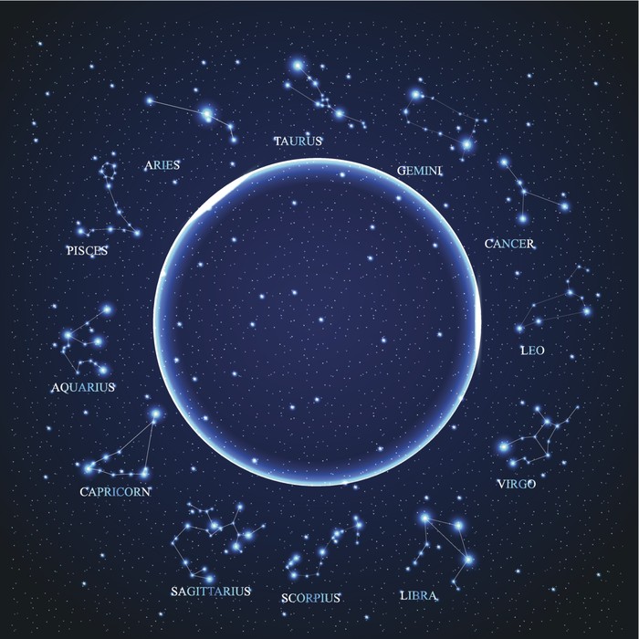 zodiac the aries zodiac sign of bright stars on background