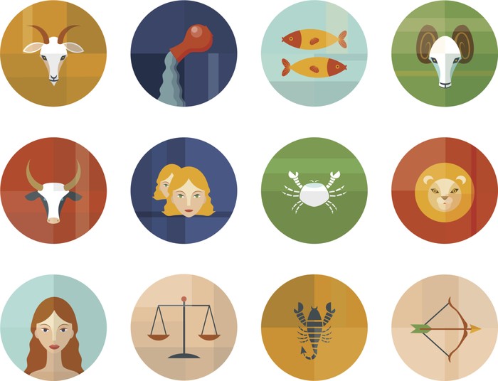 Zodiak Set of Astrological Zodiac Symbols. Horoscope.